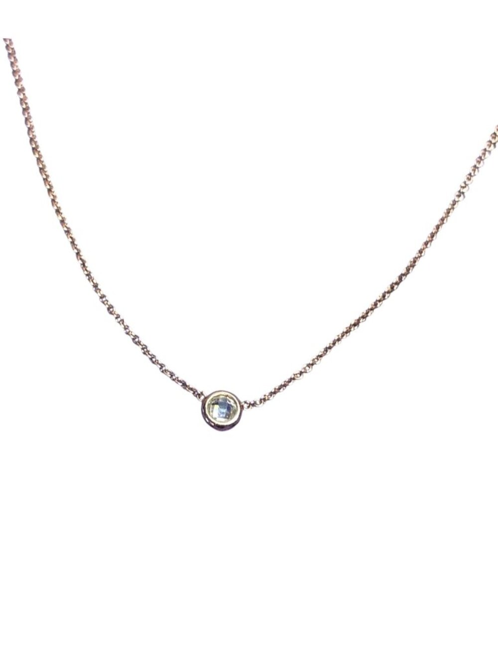 Stella & Dot Rose Goldtone Necklace Clear Rhinestone Dainty Minimalist 18-20 in